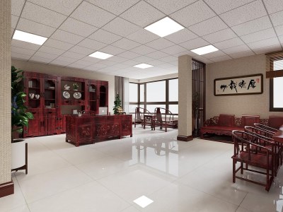 中式办公室3D模型下载